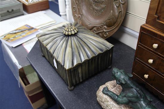 An Anglo Indian buffalo horn work box, 15.5in.